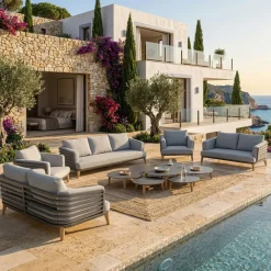 Outlet Salotto da giardino alluminio 12 pezzi Monte Carlo Grigio antracite e grigio chiaro Salotto Da Giardino