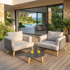 Clearance Salotto da giardino alluminio 2 posti 3 pezzi Monte Carlo Grigio antracite e tortora Salotto Da Balcone|Salotto Da Giardino