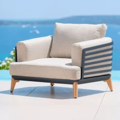 Clearance Salotto da giardino alluminio 2 posti 3 pezzi Monte Carlo Grigio antracite e tortora Salotto Da Balcone|Salotto Da Giardino