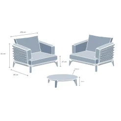 Discount Salotto da giardino alluminio 2 posti 3 pezzi Monte Carlo Bianco e beige Salotto Da Balcone|Salotto Da Giardino