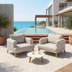 Online Salotto da giardino alluminio 2 posti 3 pezzi Monte Carlo Bianco e tortora Salotto Da Balcone|Salotto Da Giardino
