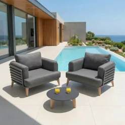 Salotto da giardino alluminio 2 posti 3 pezzi Monte Carlo Grigio Salotto Da Balcone|Salotto Da Giardino