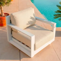 Salotto da giardino alluminio 4 posti 4 pezzi Elba Bianco e beige