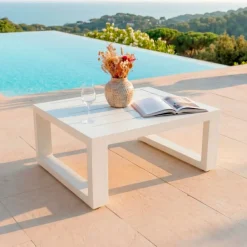 Salotto da giardino alluminio 4 posti 4 pezzi Elba Bianco e grigio chiaro