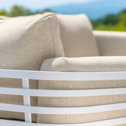 Salotto da giardino alluminio 4 posti 5 pezzi Monte Carlo Bianco e beige