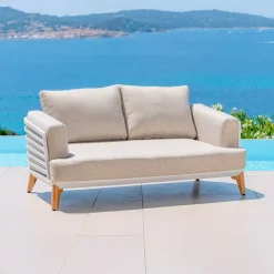 Salotto da giardino alluminio 4 posti 5 pezzi Monte Carlo Bianco e tortora