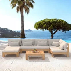 Discount Salotto da giardino angolare in legno di acacia 5 posti 5 pezzi Bornéo Salotto Da Giardino