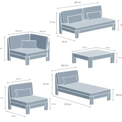 Discount Salotto da giardino angolare in legno di acacia 5 posti 5 pezzi Bornéo Salotto Da Giardino