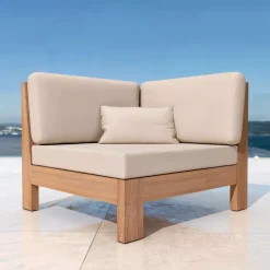 Outlet Salotto da giardino angolare in legno di acacia 7 posti 6 pezzi Bornéo Salotto Da Giardino