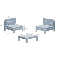 Online Salotto da giardino angolare in legno di acacia 2 posti 3 pezzi Bornéo Salotto Da Balcone|Salotto Da Giardino