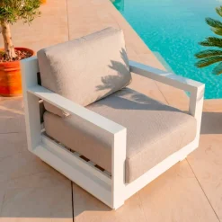 Salotto da giardino angolare alluminio 10 posti Elba Bianco e tortora Salotto Da Giardino