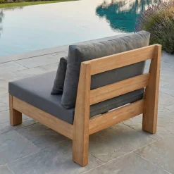 Clearance Salotto da giardino angolare in legno di acacia 2 posti 3 pezzi Bornéo Grigio Salotto Da Balcone|Salotto Da Giardino