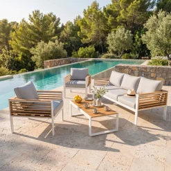 New Salotto da giardino Bali /Grigio chiaro - 5 posti Salotto Da Giardino