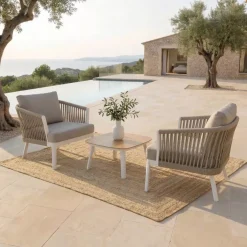 Clearance Salotto da giardino in alluminio 2 posti 3 pezzi Amalfi Bianco e tortora Salotto Da Balcone|Salotto Da Giardino