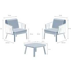 Sale Salotto da giardino in alluminio 2 posti 3 pezzi Amalfi Grigio Salotto Da Balcone|Salotto Da Giardino
