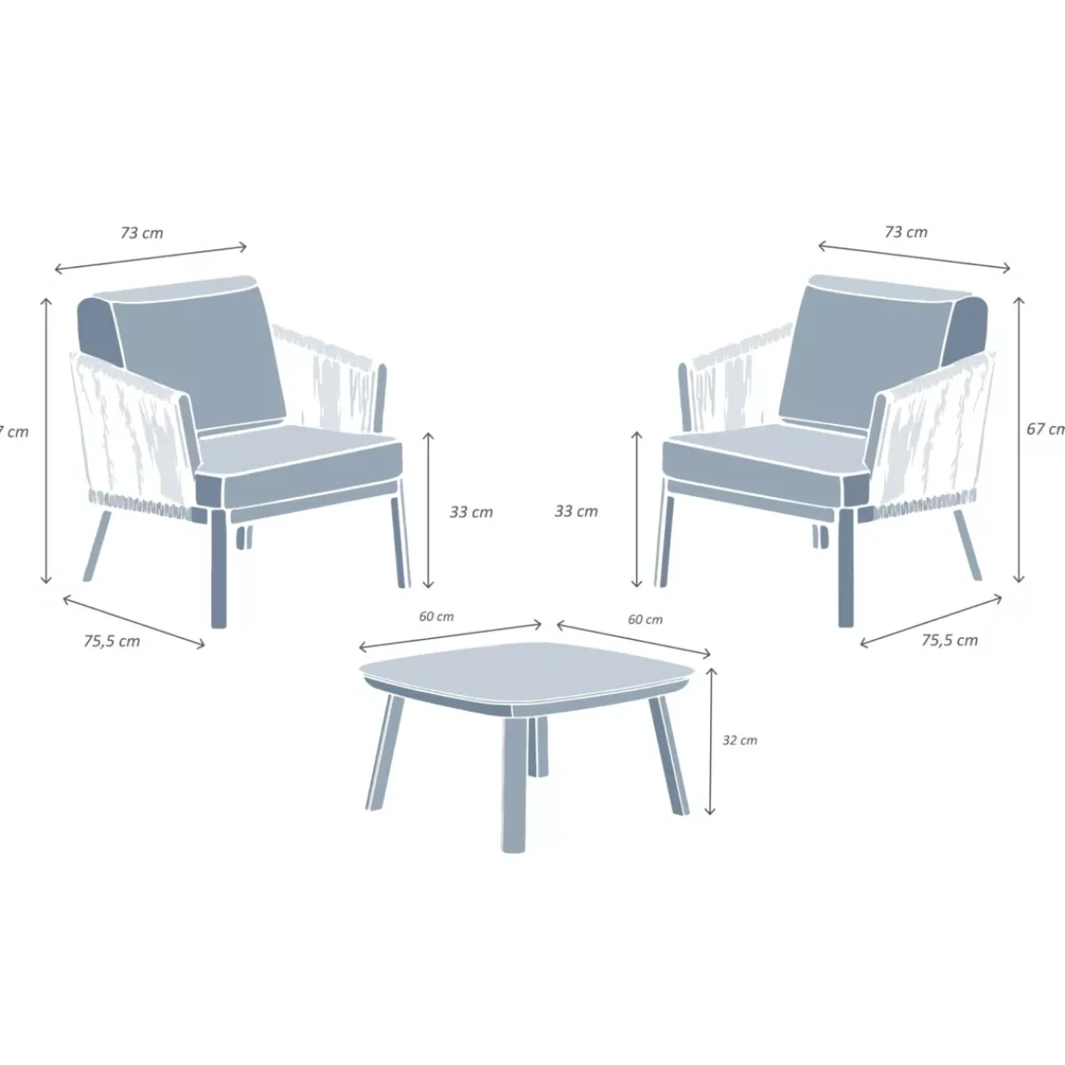 Sale Salotto da giardino in alluminio 2 posti 3 pezzi Amalfi Grigio Salotto Da Balcone|Salotto Da Giardino