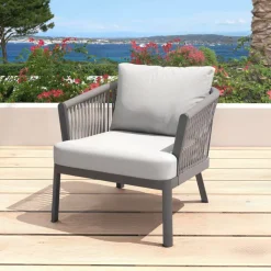 New Salotto da giardino in alluminio 5 posti 4 pezzi Amalfi Grigio antracite e grigio chiaro Salotto Da Giardino