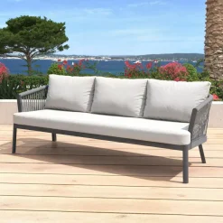 New Salotto da giardino in alluminio 5 posti 4 pezzi Amalfi Grigio antracite e grigio chiaro Salotto Da Giardino