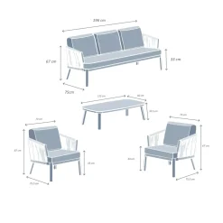 New Salotto da giardino in alluminio 5 posti 4 pezzi Amalfi Grigio antracite e grigio chiaro Salotto Da Giardino