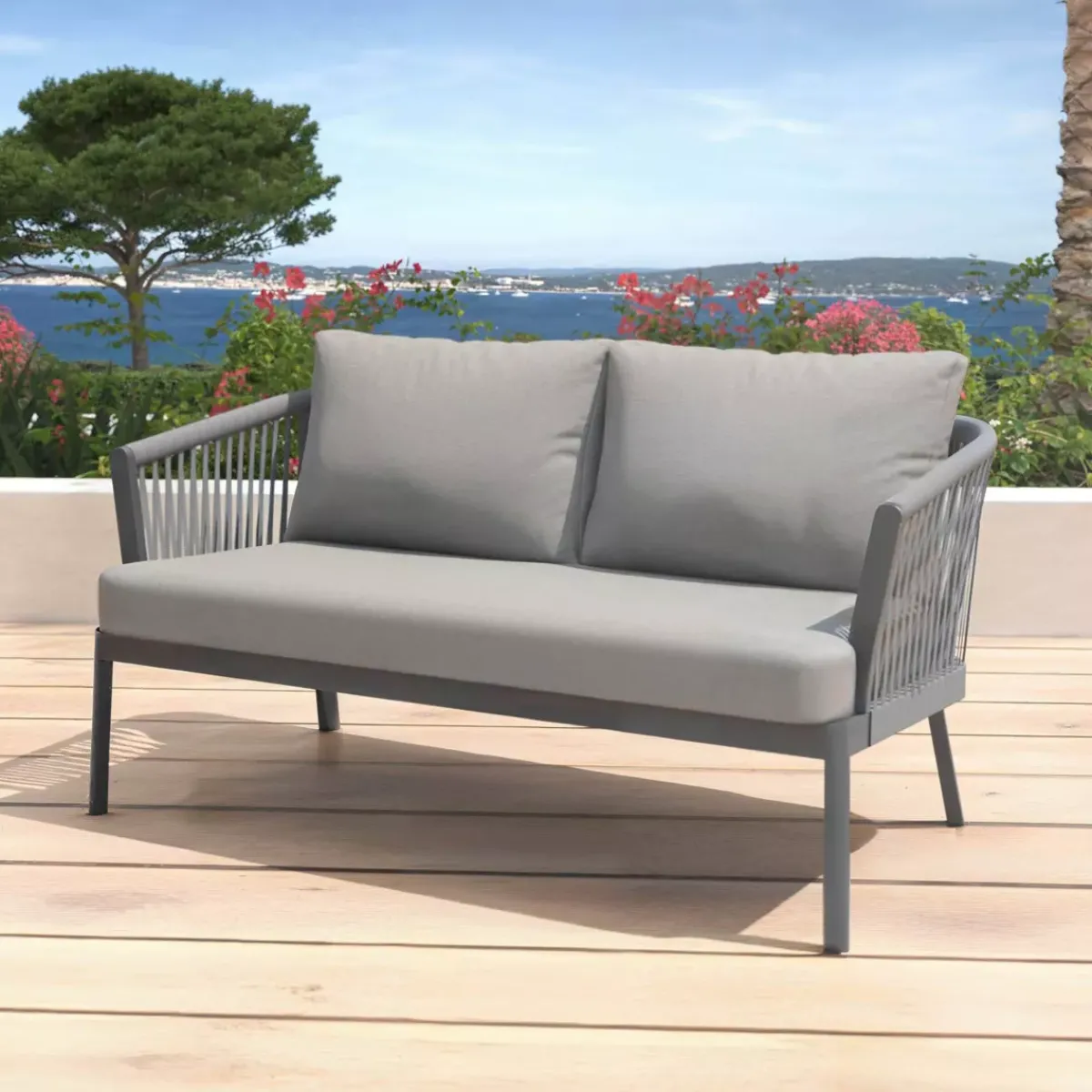 Outlet Salotto da giardino in alluminio 5 pezzi Amalfi Grigio Salotto Da Giardino