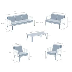 Sale Salotto da giardino in alluminio 5 pezzi Amalfi Grigio antracite e grigio chiaro Salotto Da Giardino