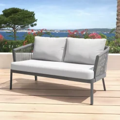Sale Salotto da giardino in alluminio 5 pezzi Amalfi Grigio antracite e grigio chiaro Salotto Da Giardino