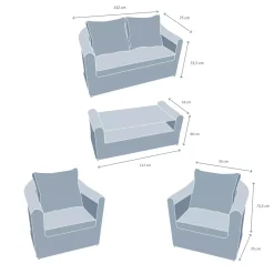 Online Salotto da giardino in resina intrecciata 4 posti 4 pezzi Calvi Grigio e grigio scuro Salotto Da Giardino