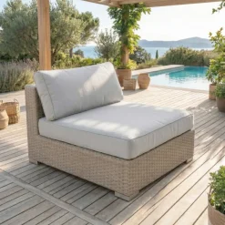 Online Salotto da giardino in resina intrecciata 4 posti 5 pezzi Palma Grigio Salotto Da Giardino