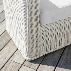 New Salotto da giardino in resina intrecciata 5 posti 4 pezzi Calvi Bianco Salotto Da Giardino