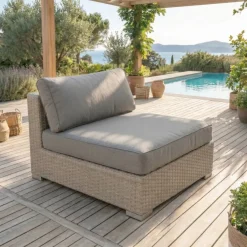 Discount Salotto da giardino in resina intrecciata 5 posti 6 pezzi Palma Grigio e antracite Salotto Da Giardino