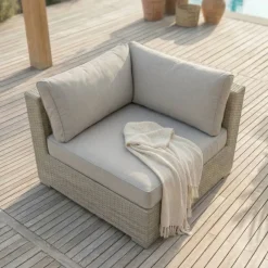 Discount Salotto da giardino in resina intrecciata 5 posti 6 pezzi Palma Grigio e tortora Salotto Da Giardino