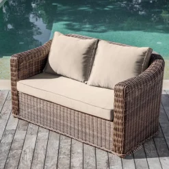 New Salotto da giardino in resina intrecciata 5 pezzi Calvi Seppia e tortora Salotto Da Giardino