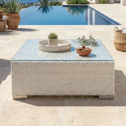 Discount Salotto da giardino in resina intrecciata 2 posti 3 pezzi Palma Bianco e tortora Salotto Da Balcone|Salotto Da Giardino