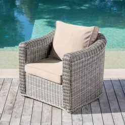 Salotto da giardino in resina intrecciata 4 posti 4 pezzi Calvi Grigio e tortora Salotto Da Giardino