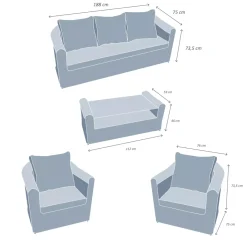 Outlet Salotto da giardino in resina intrecciata 5 posti 4 pezzi Calvi Grigio e tortora Salotto Da Giardino