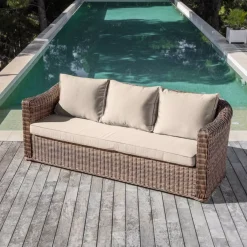 New Salotto da giardino in resina intrecciata 5 posti 4 pezzi Calvi Seppia e tortora Salotto Da Giardino