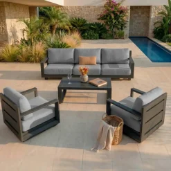 Online Salotto da giardino 5 posti 4 pezzi Elba grigio Salotto Da Giardino