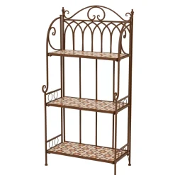 Scaffale da esterno pieghevole in mosaico (H118 cm) Madrid Marrone