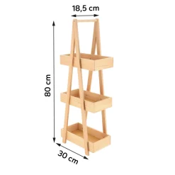 Scaffale in legno a 3 livelli (H80 cm) Piramide Naturale