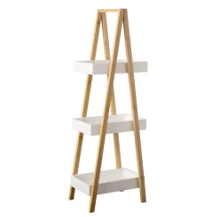 Scaffale legno e bambù (Alt 84 cm) Pyramide 3 ripiani Bianco