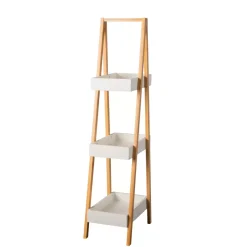 Scaffale legno e bambù (Alt 84 cm) Pyramide 3 ripiani Bianco