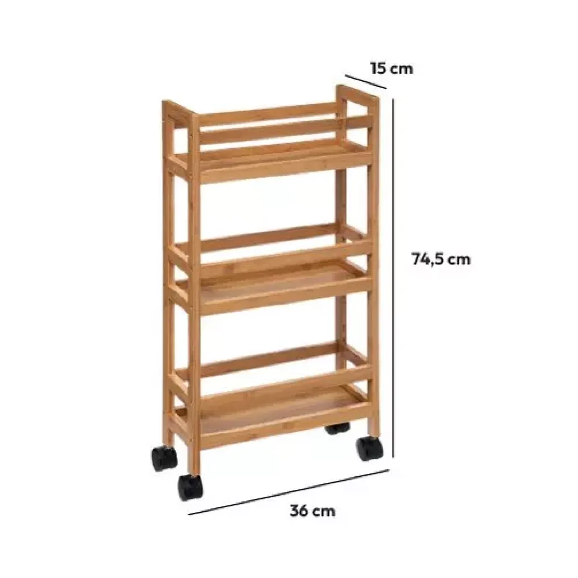 Scaffale 3 ripiani bambù (H74,5 cm) Pia Naturale