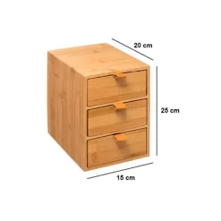 Scatola bambù 3 cassetti Sury Beige