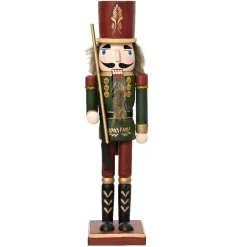 Schiaccianoci in legno (H50 cm) Timothé la regalità Verde e bordeaux