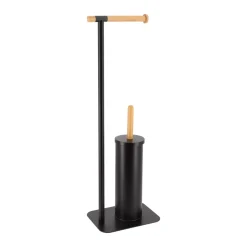Scopino e portarotolo wc Bambù Nero