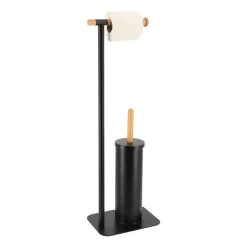 Scopino e portarotolo wc Bambù Nero