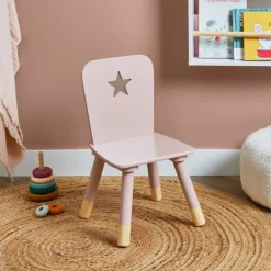 Sedia bambino legno (H50 cm) Stars Rosa