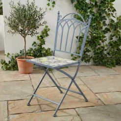 Best Sedia bistro pieghevole in mosaico Sorrento Azzurro Salotto Da Balcone|Sedie Da Giardino
