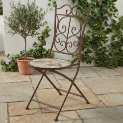 New Sedia bistrot pieghevole in mosaico Aberdeen Salotto Da Balcone|Sedie Da Giardino