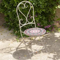Clearance Sedia bistrot pieghevole in mosaico Narbonne Tortora e rosa Salotto Da Balcone|Sedie Da Giardino